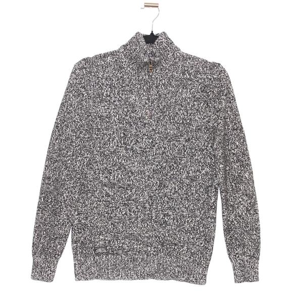 Polo Ralph Lauren Quarter Zip Knit Sweater In Heathered Grey Large - Picture 1 of 11